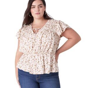 Lane Bryant flutter sleeve peplum knit blouse